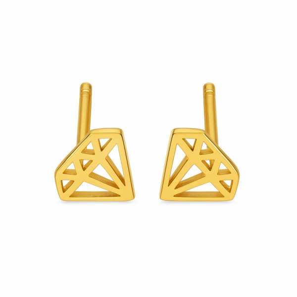 Złote Kolczyki Diamentowe Ażurowe Sztyfty pr. 585