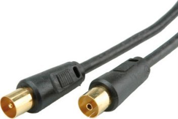 Kabel antenowy TV 100dB M/F, czarny, 2,0 m