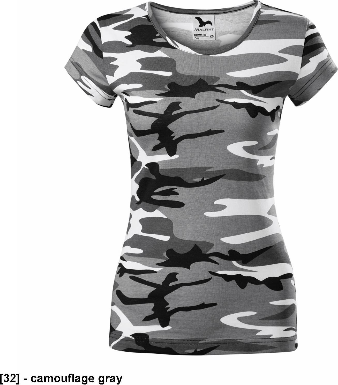 MALFINI Camo Pure C22 - ADLER - Koszulka damska, 150 g/m, 100% bawełna, - camouflage gray XS