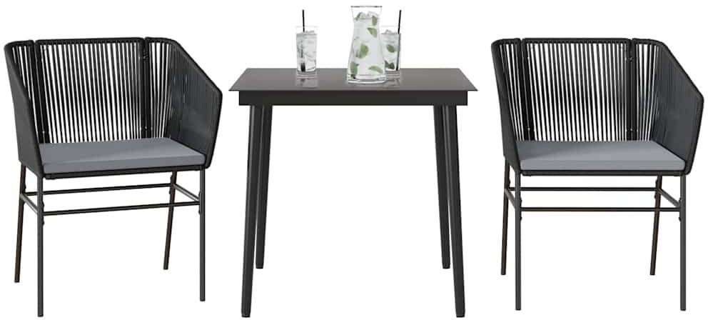 Garden Dining Set Black Poly Rattan 31.5x31.5x29.1 in