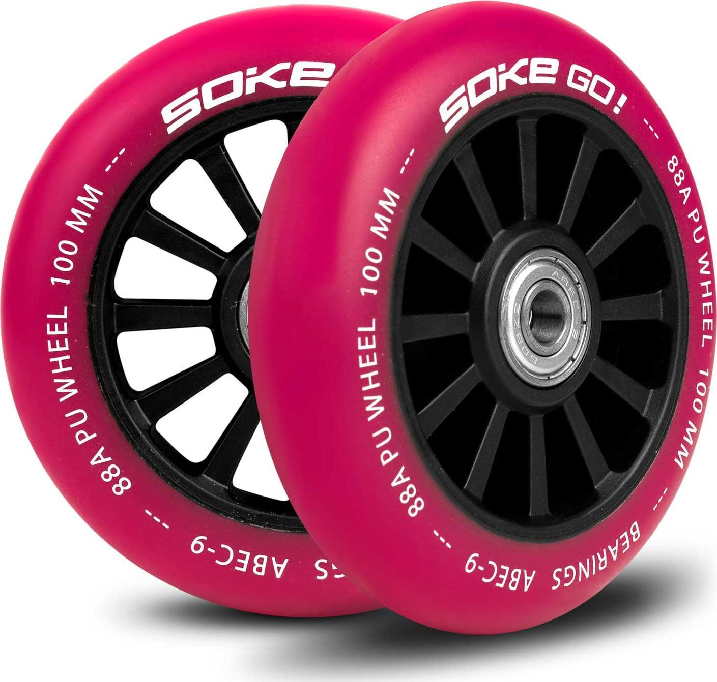 Soke Kółka do hulajnogi 100 mm rubinowe 2 szt.