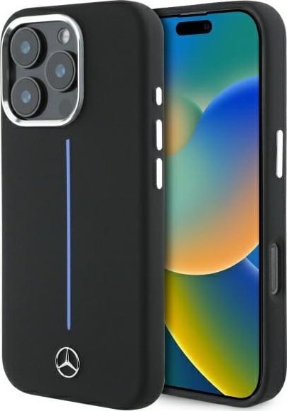 Mercedes Mercedes MEHMP16L23SUMBK iPhone 16 Pro 6.3" czarny/black hardcase Silicone Blue Stripe MagSafe