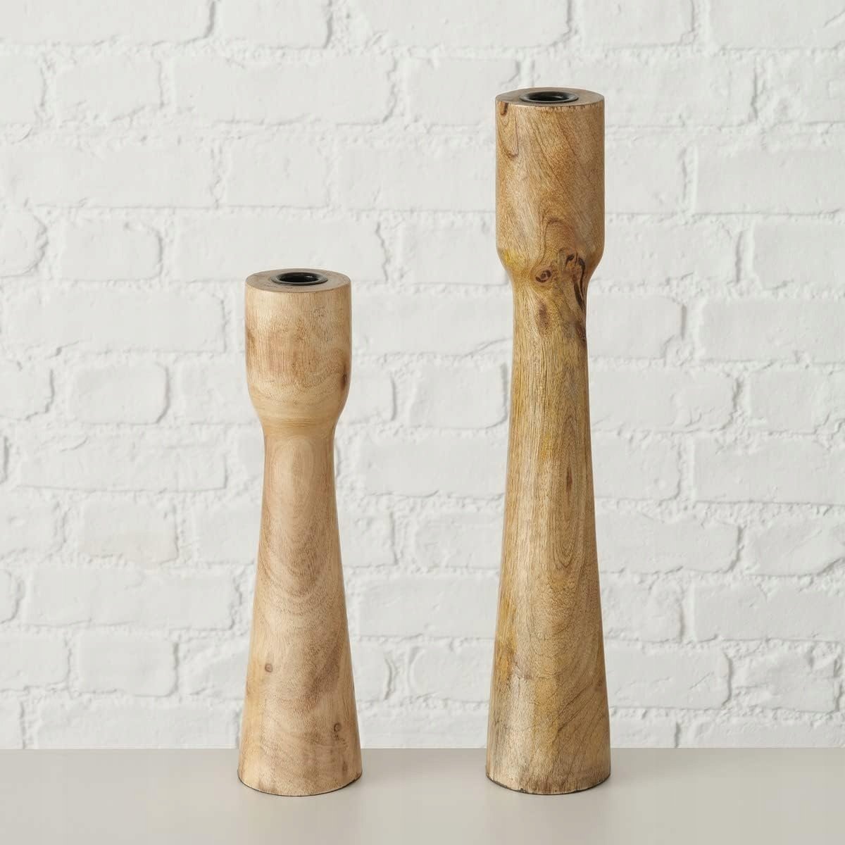 Boltze Świeczniki z drewna mango, dwie wysokości, CALDEAS