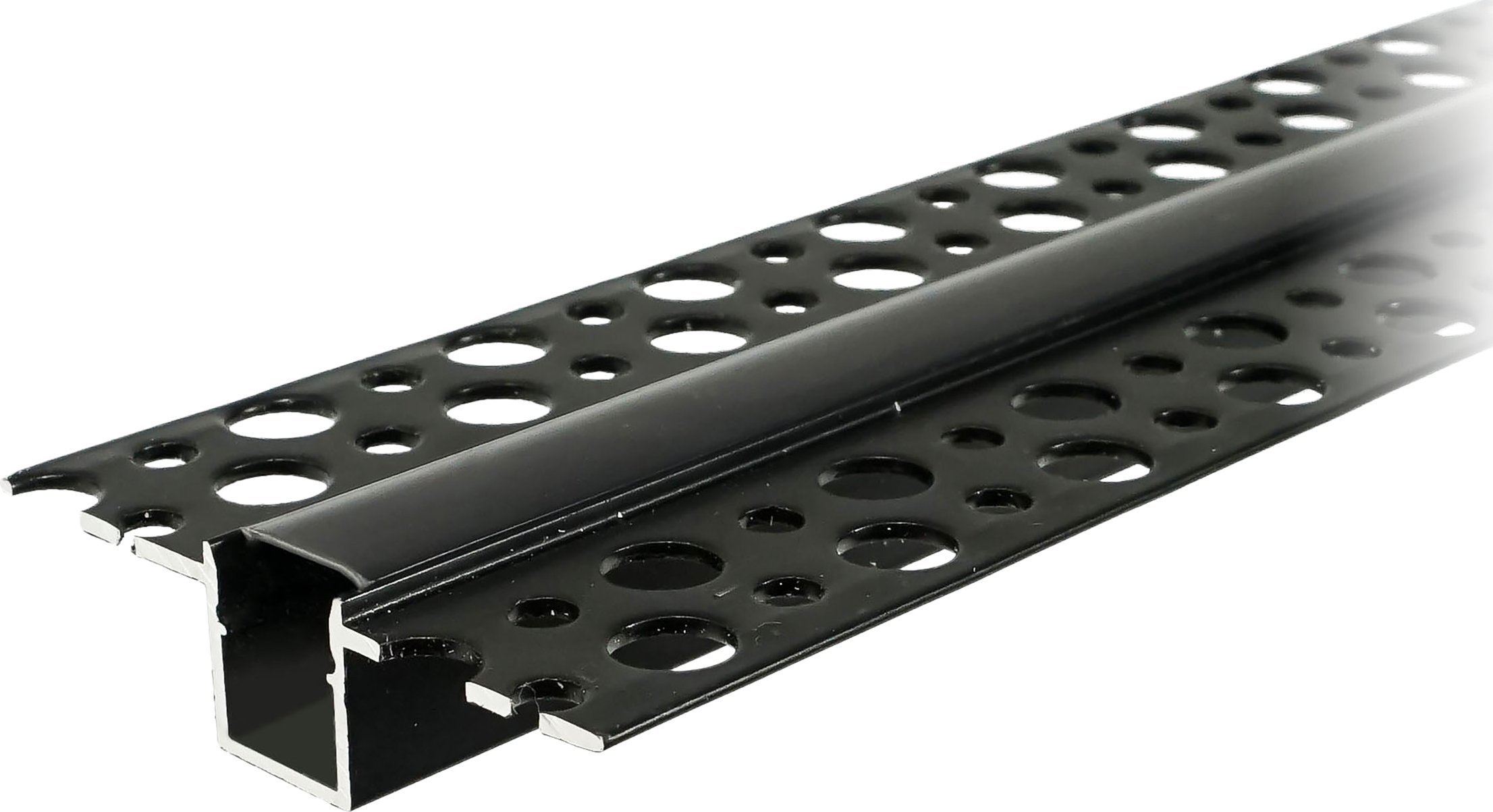 Orno Profil aluminiowy do taśm LED, 2m, wpuszczany w karton gips, czarny, klosz matowy, komplet 20 szt.