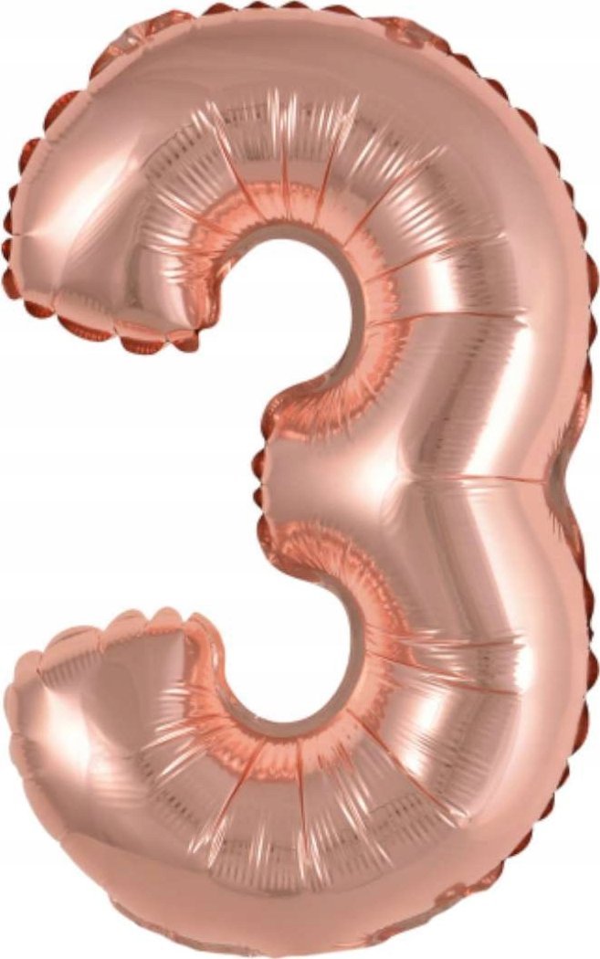 AMSCAN Balon foliowy mini cyfra 3 różowe złoto 25x40cm 9909691