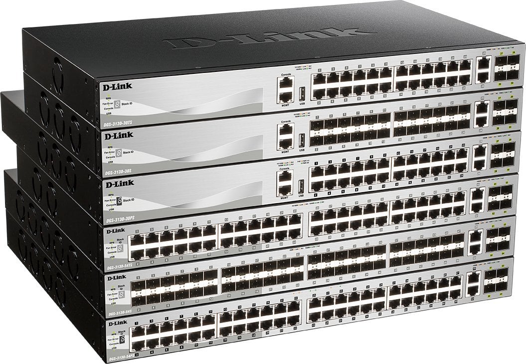 Switch D-Link D-Link DGS-3130-30PS/E L3 Stackable Managed Gigabit PoE Switch, 24x PoE gigabit, 2x 10GBASE-T, 4x SFP+, 370W PoE