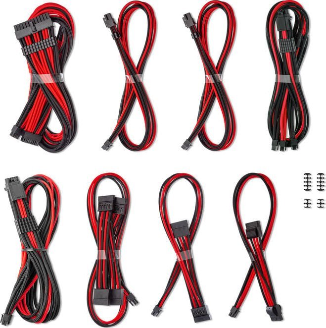 CableMod C-Series Pro ModMesh Sleeved 12V-2x6 12VHPWR Dual StealthSense Cable Kit for Corsair RMi, RMx (Black Label) - schwarz/rot