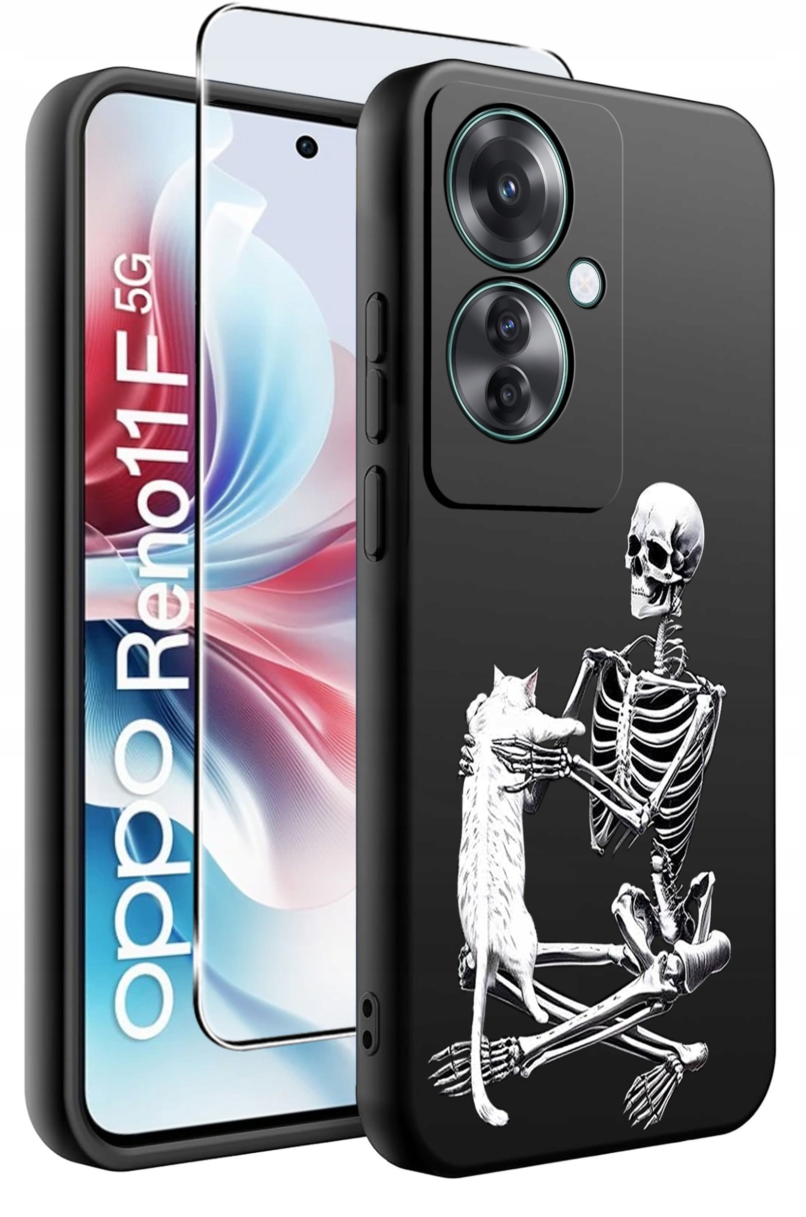 ETUI do Oppo Reno11 F 5G WZORY | SILIKONOWE MATT CASE + SZKŁO HARTOWANE 9H