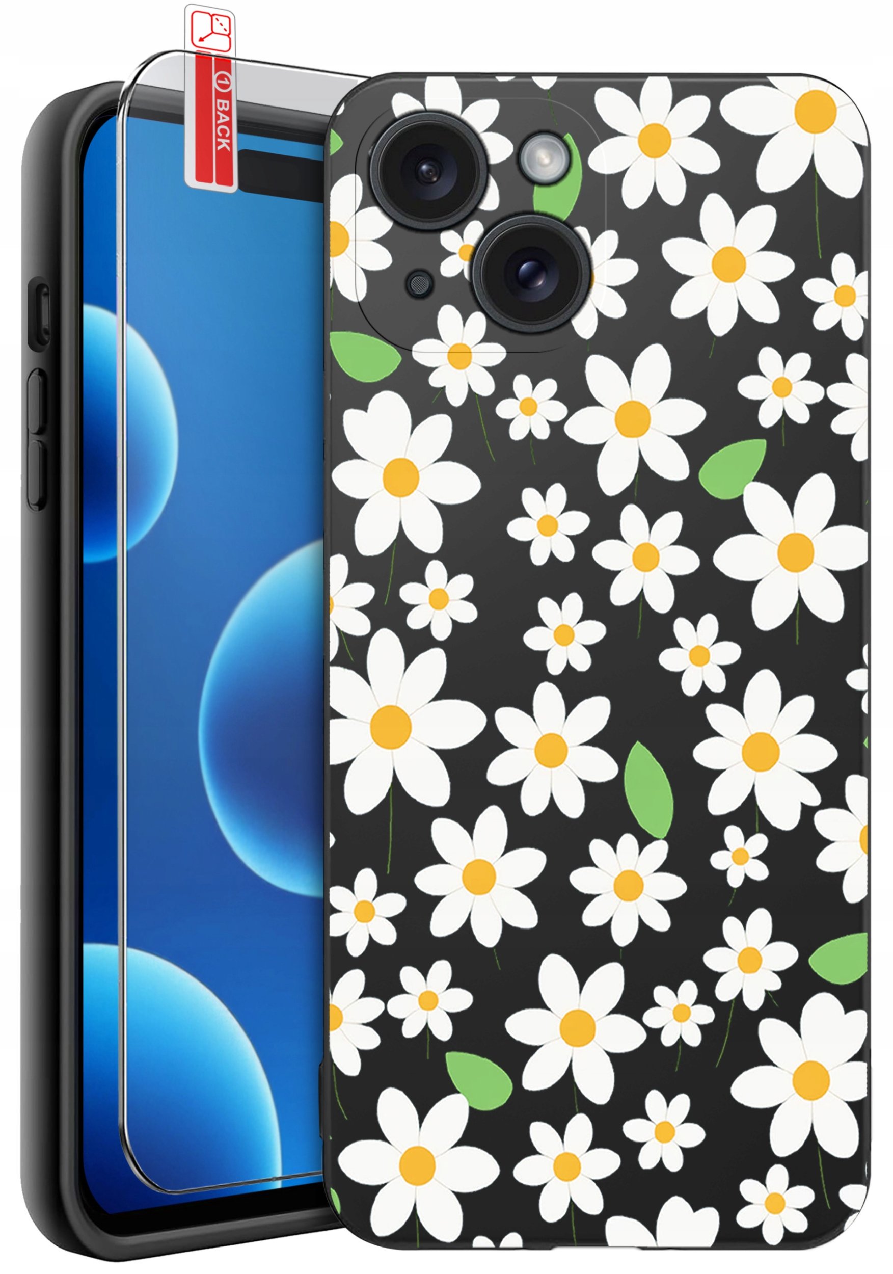 ETUI do iPhone 15 | WZORY | SILIKONOWE MATT CASE + SZKŁO 9H