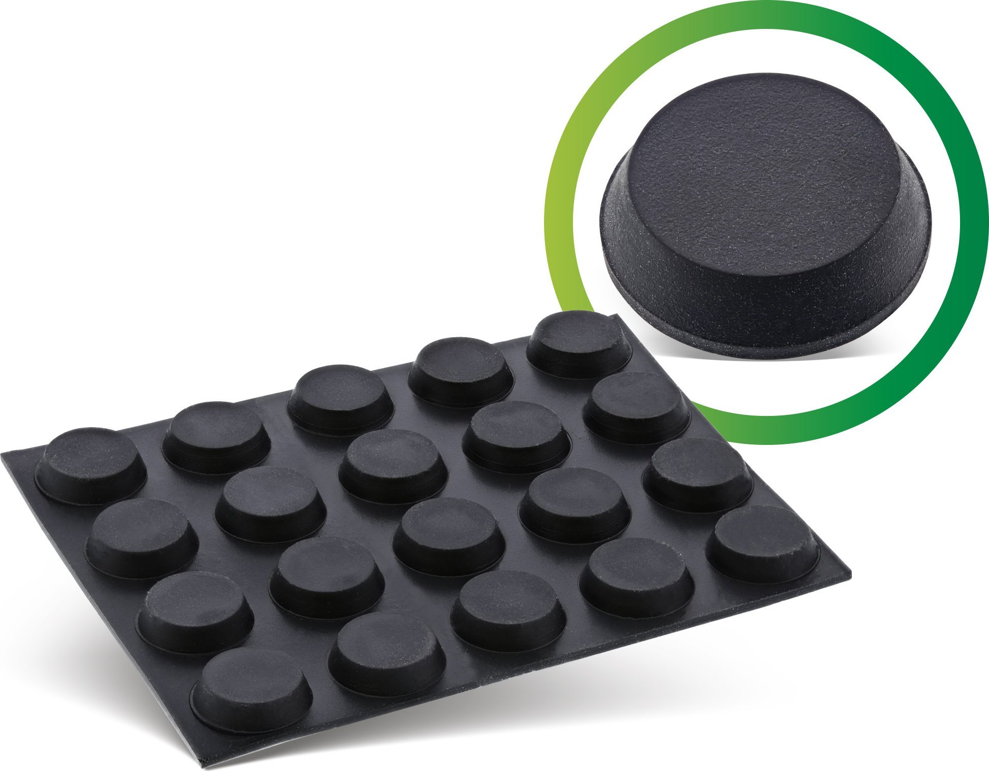 InLine InLine® Rubber pads 20pcs Pack black, flat shape 1,2cm