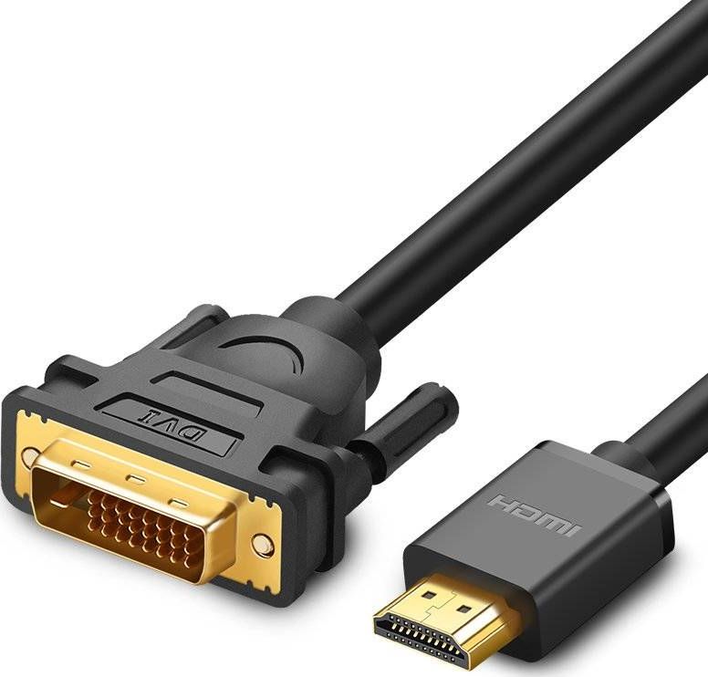 Kabel Ugreen Ugreen kabel przewód przejściówka adapter DVI 24+1 pin (męski) - HDMI (męski) FHD 60 Hz 1,5 m czarny (HD106 11150)