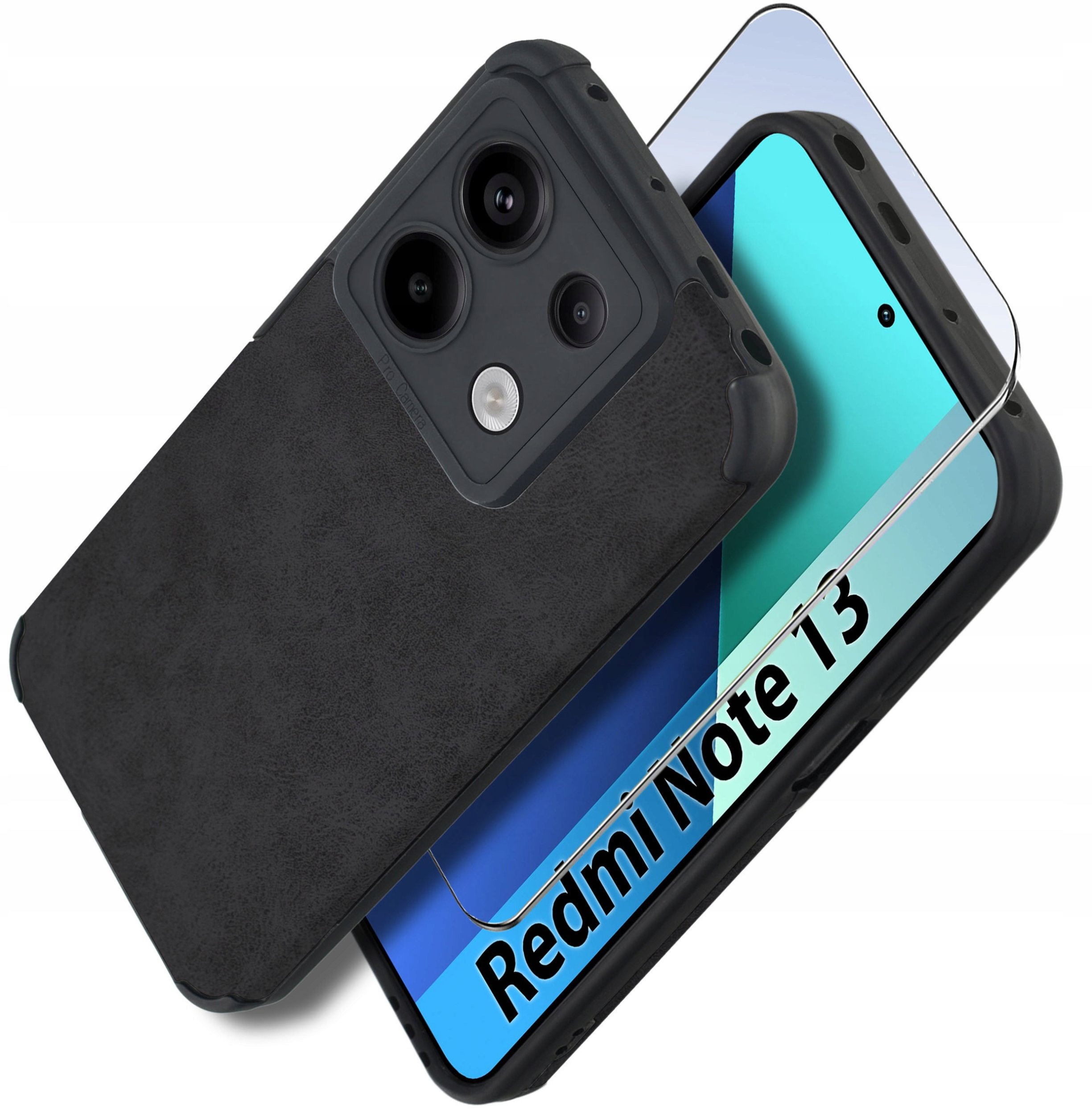 Etui do Xiaomi Redmi Note 13 4G silikonowe SKÓRZANE VINTAGE CASE + Szkło 9H