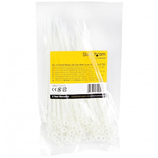 startech 100 PACK OF PLASTIC ZIP TIES/WITH SCREW HOLE 6