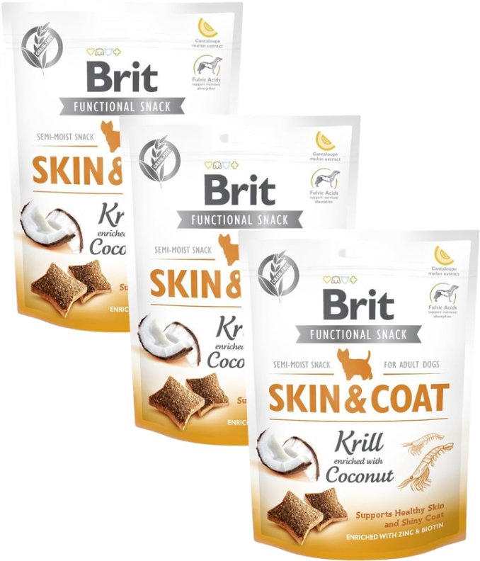 BRIT CARE DOG FUNCTIONAL SNACK SKIN&COAT KRILL 3x150g