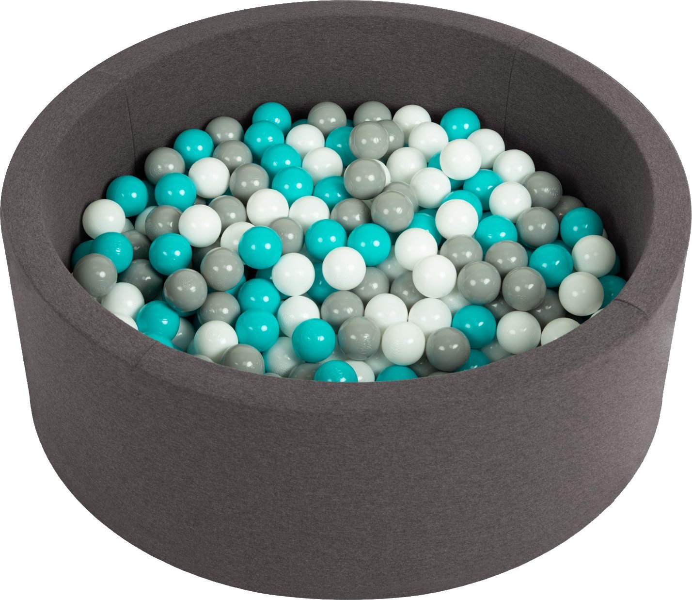 Selonis Selonis Suchy basen okrągły z piłeczkami 6cm ciemnoszary: szary-biały-turkus 90x30cm/200piłek Zabawka basen piankowy