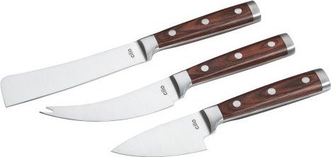 Cilio Zestaw 3 noży do sera, stal nierdzewna/drewno pakka, pudełko prezentowe / Cilio