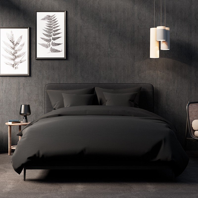 Pan Materac Pościel PAN MATERAC satyna bawełniana czarna 160x200