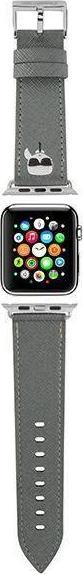 Karl Lagerfeld Pasek KLAWMOKHG Apple Watch 38/40/41mm srebrny/silver strap Saffiano Karl Heads