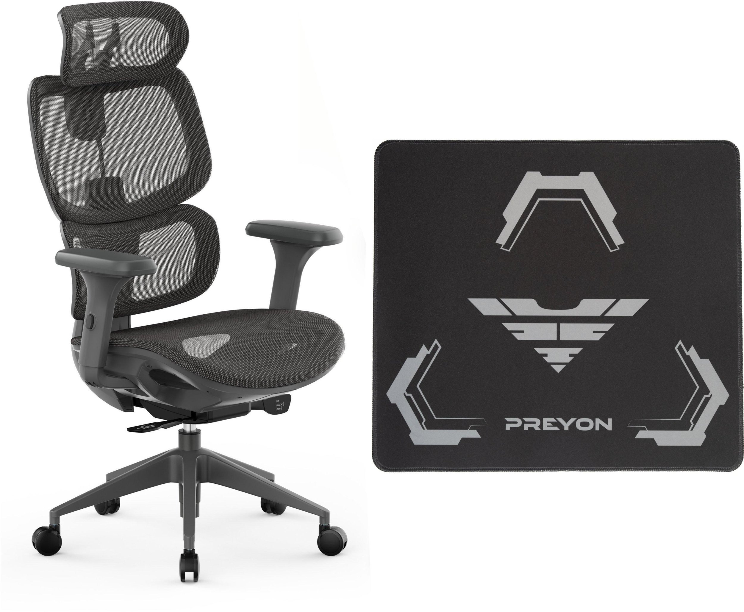 Krzesło biurowe SENSE7 Nobu ciemnoszary + Podkładka PREYON Falcon