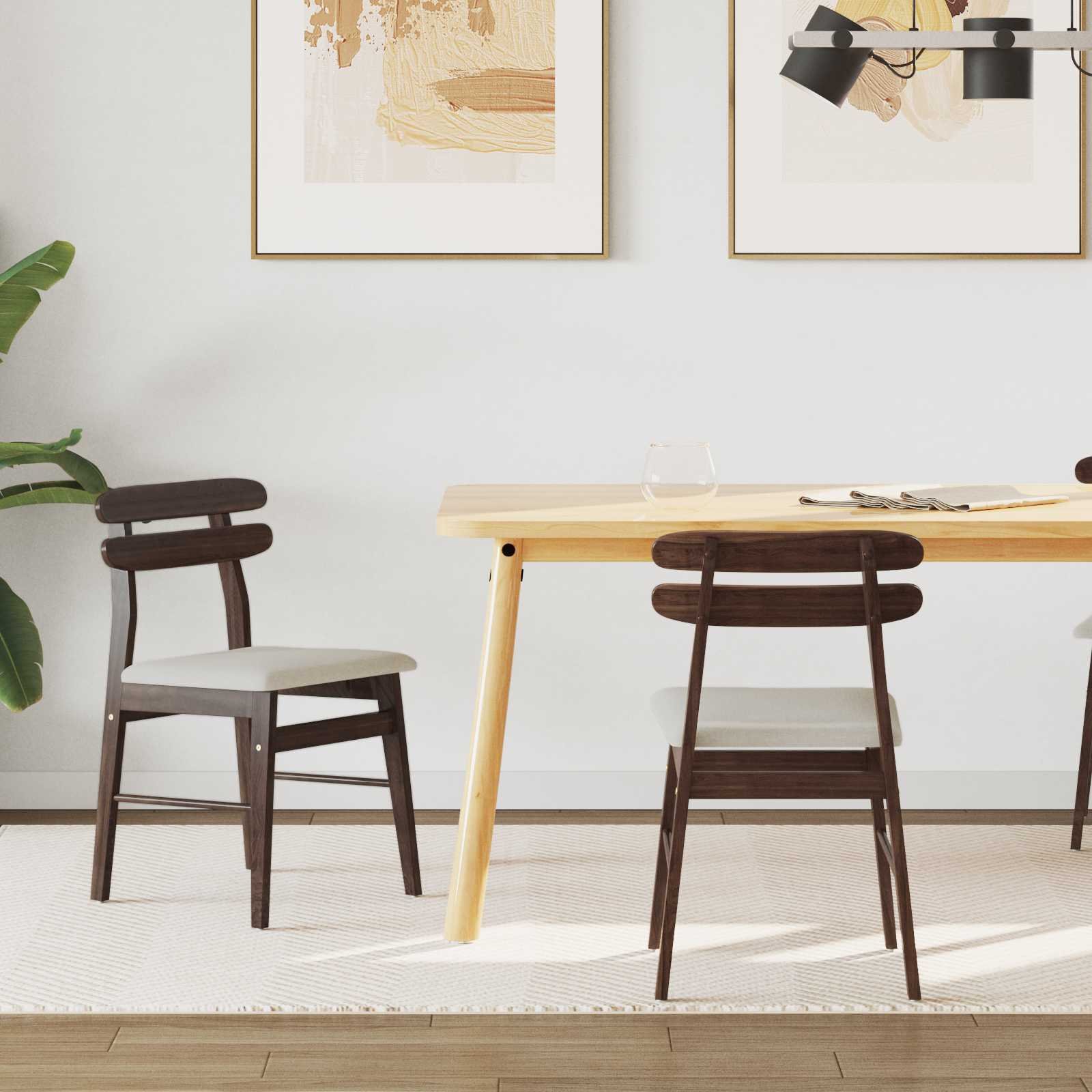 vidaXL Krzesło jadalniane 2 pcs Jasnobrązowe i jasne Drewno Gumowe