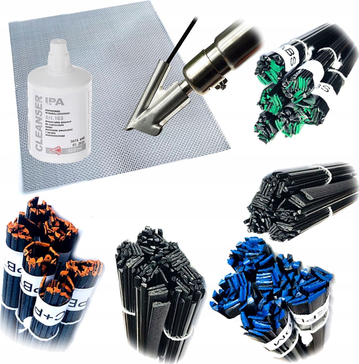 Techrebal Zestaw startowy do spawania Plastiku (Spoiwa 0,5kg, siatka, dysza but, IPA 100ml)