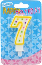 GoDan Świeczka urodzinowa cyferka 7 z kropeczkami