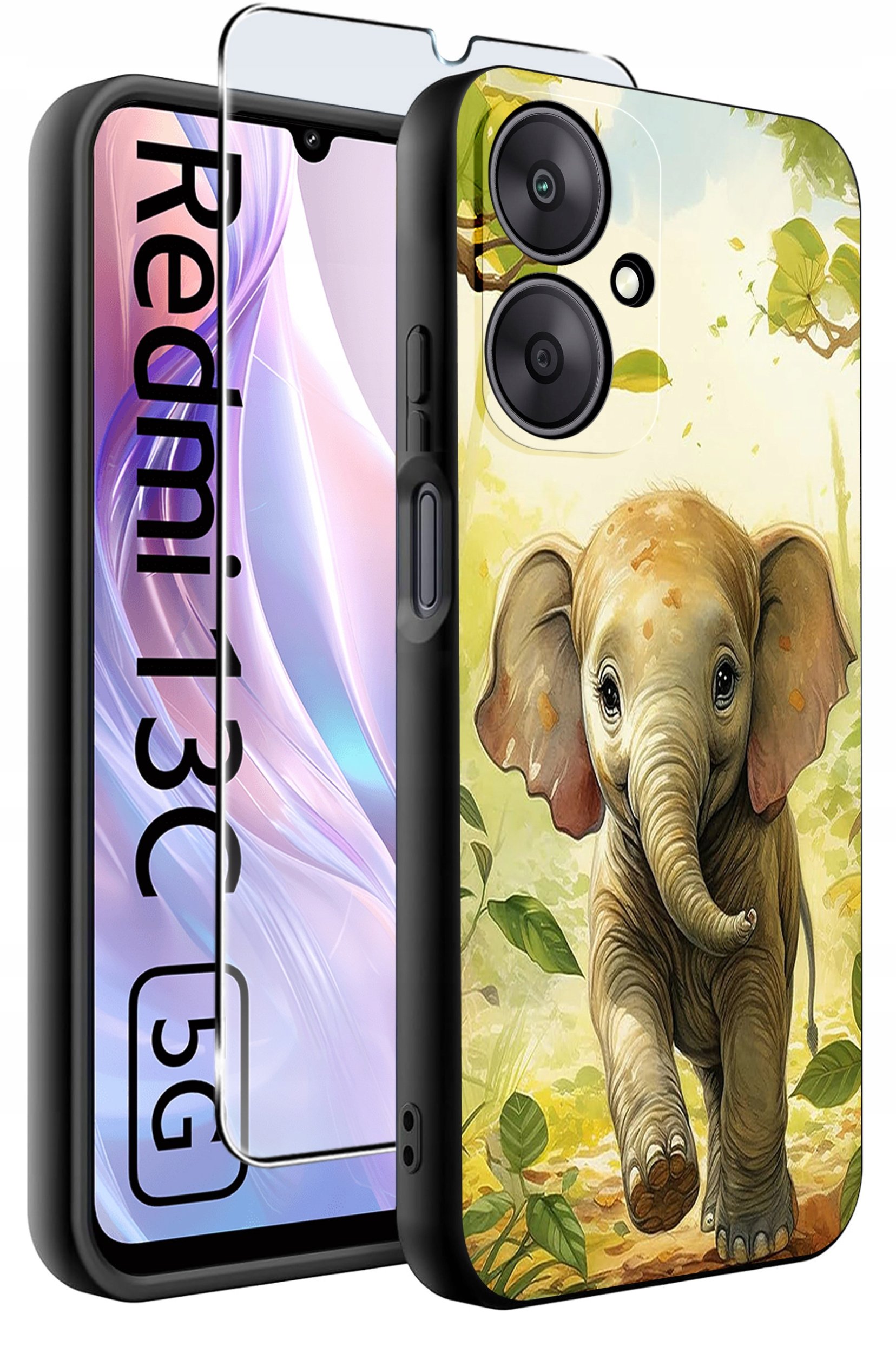 ETUI do Xiaomi Redmi 13C 5G WZORY |SILIKONOWE MATT CASE +SZKŁO HARTOWANE 9H