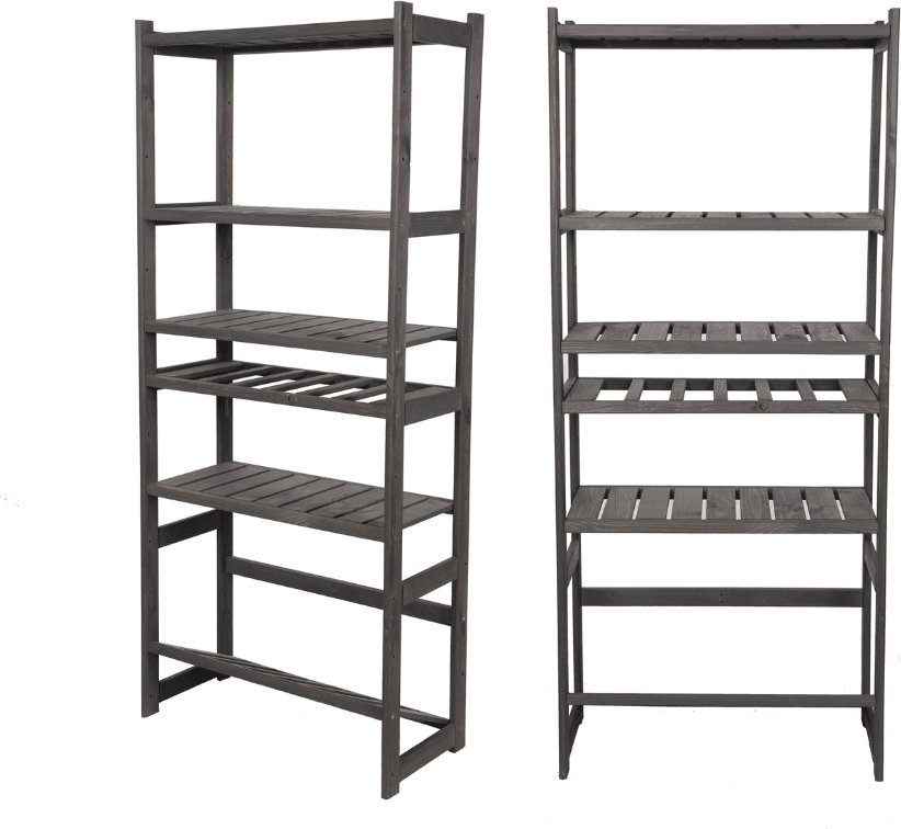 Wamar-Sosenka Regał drewniany do spiżarni LSR P4W1S1 Szary Półki proste 4 szt, Półki na wino 1 szt, Półki na skrzynki 1 szt Drewno sosnowe