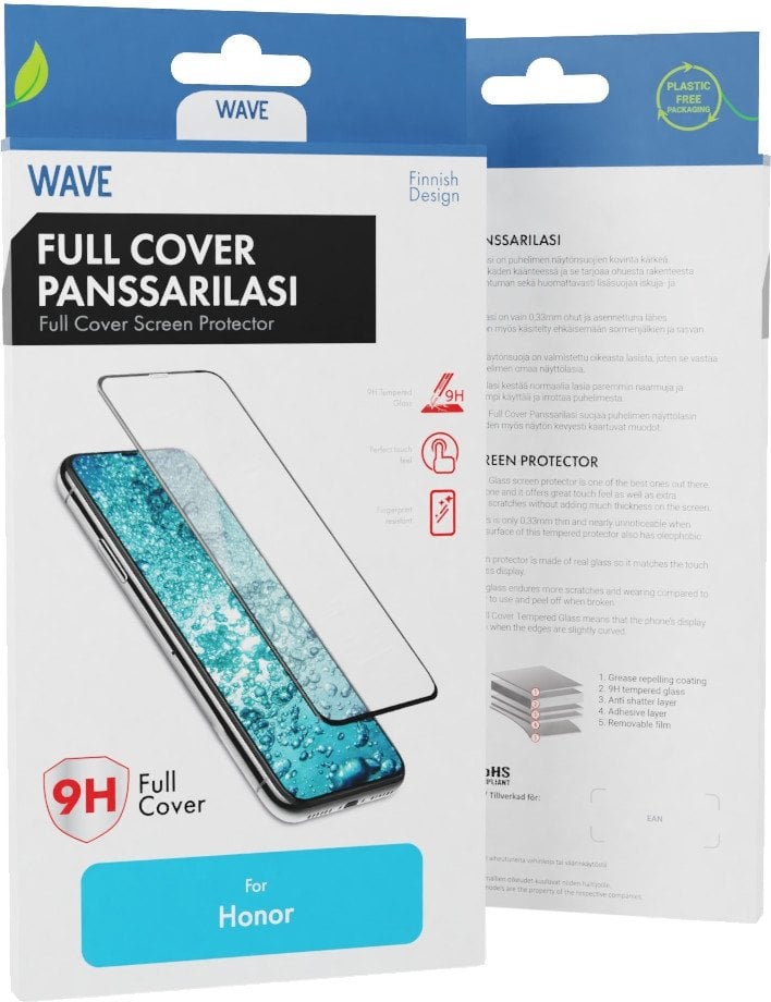 Wave Full Cover tempered glass, Honor 90 Lite / X8, black