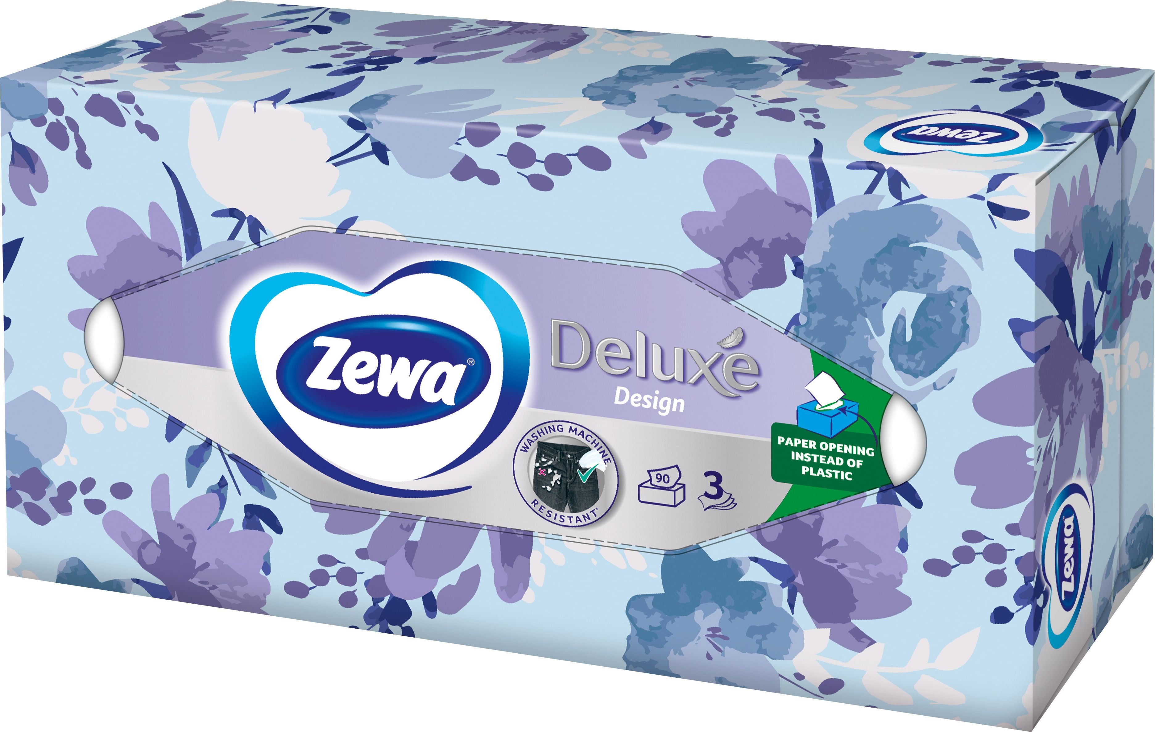 Zewa Vienkartinės nosinaitės ZEWA Deluxe, 3 sluok., 90 vnt., dėžutėje