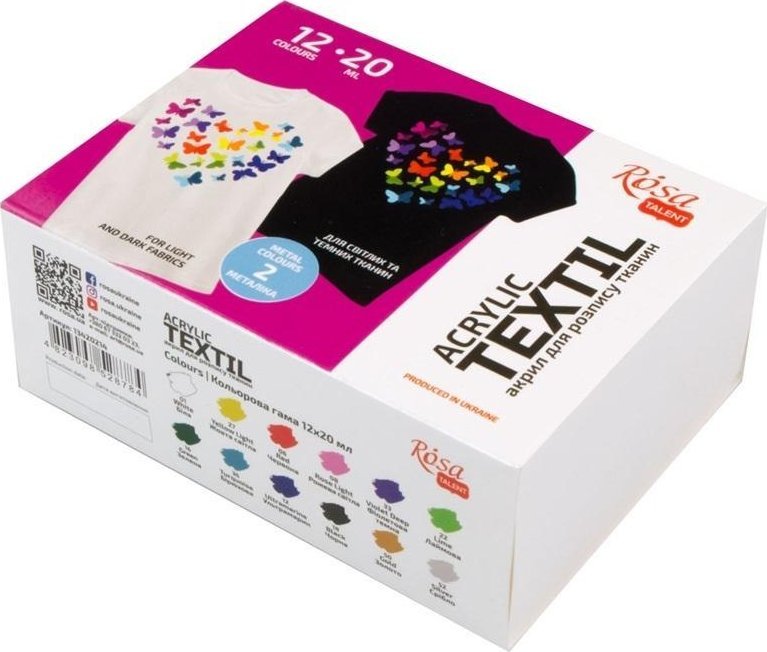 Farby do tkanin Heart 20ml 12 kolorów