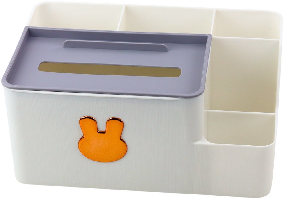 Organizer Na Biurko Z Pudełkiem Na Chusteczki Złoty Królik Biały LEAN