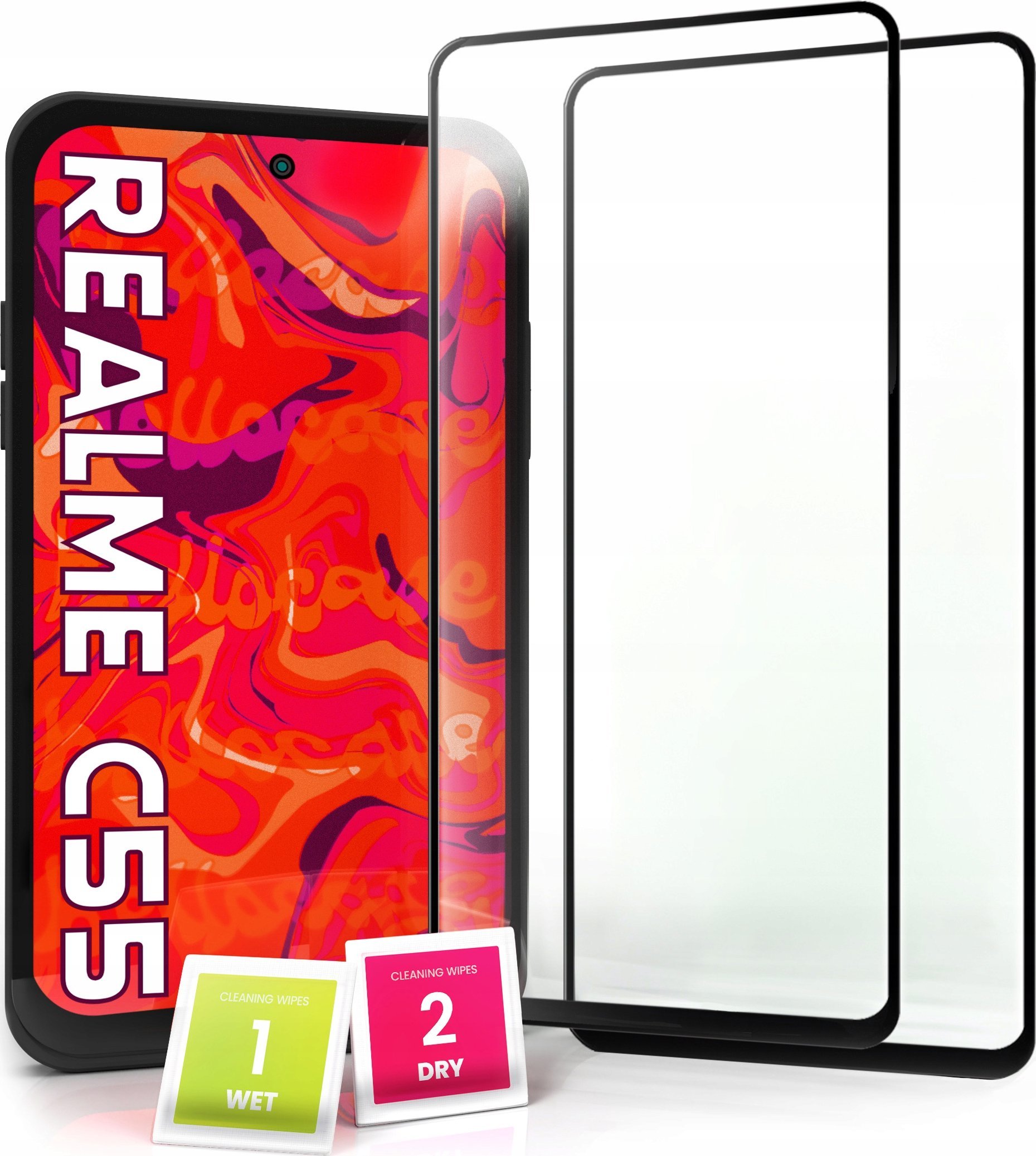 Hello Case 2-pak Szkło Hartowane do Realme C55 Ochronne Pełne Na cały ekran 5D 9H