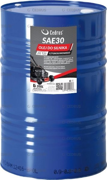 Cedrus OLEJ SILNIKOWY CEDRUS SAE30 BECZKA 200L DO SILNIKA KOSIAREK TRAKTORKÓW AGREGATÓW GLEBOGRYZAREK ZAMIATAREK NAC,OLEO-MAC,STIHL,B&S Briggs & Strat