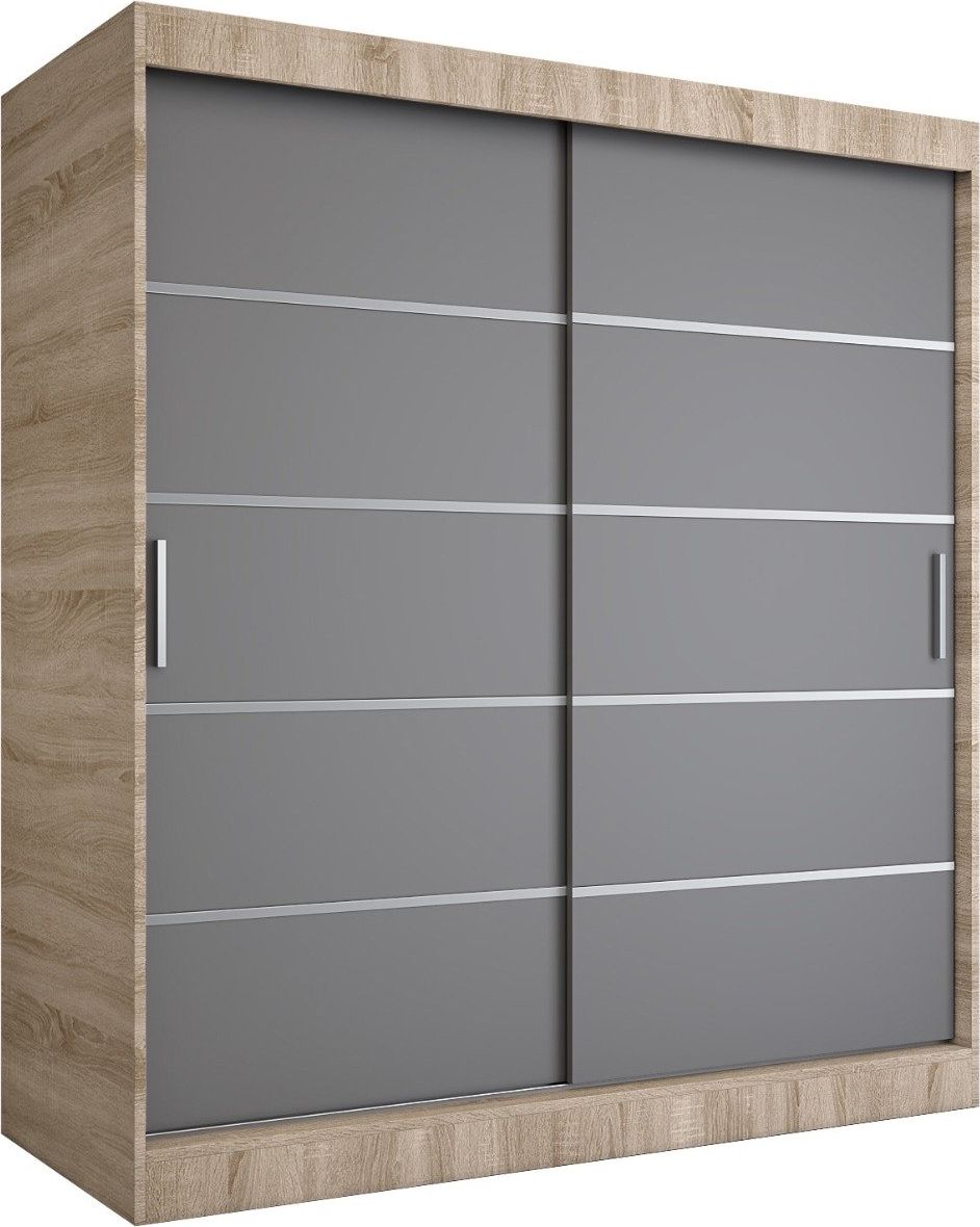 MKPOL Szafa przesuwna MODUO COMFORT 180 dąb sonoma/antracyt z listwami