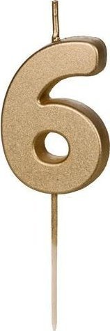 Inspiruj Świeczka urodzinowa 6 złota 4,5cm