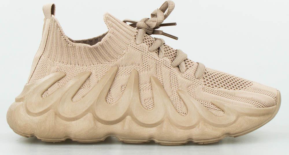 Estetino Sneakersy na koturnie tekstylne wiązane khaki-40