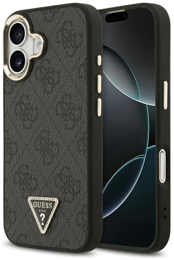 Guess Etui 4G Triangle Logo MagSafe do iPhone 17 czarny złoty