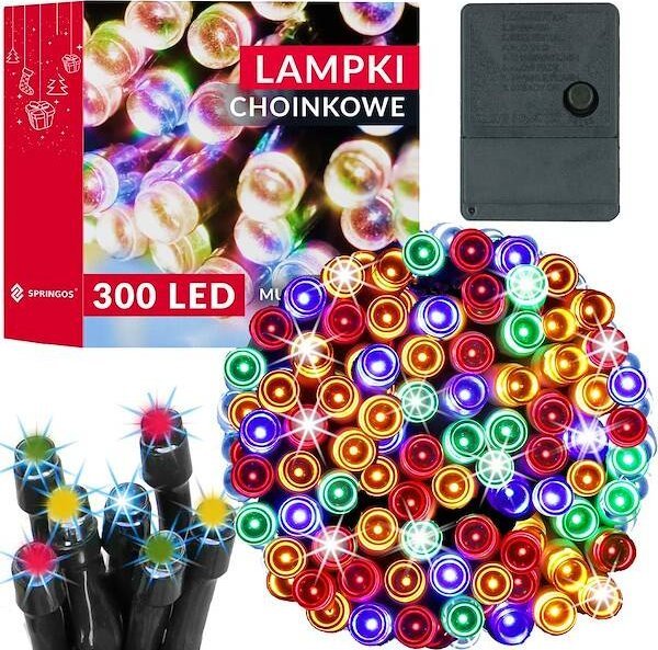 Lampki choinkowe Springos Lampki choinkowe 300 led multikolor 22,5 m oświetlenie świąteczne wewnętrzne UNIWERSALNY