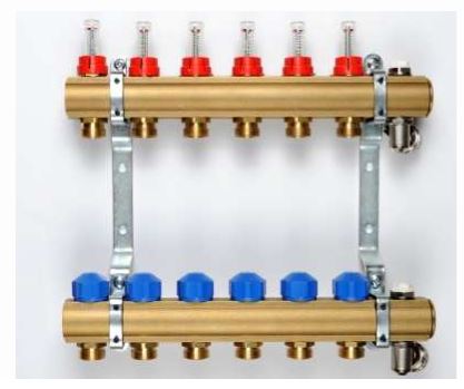 Kisan Rozdzielacz 9-drogowy z przepływem i zaworem termostatycznym - KRPT09.20.12