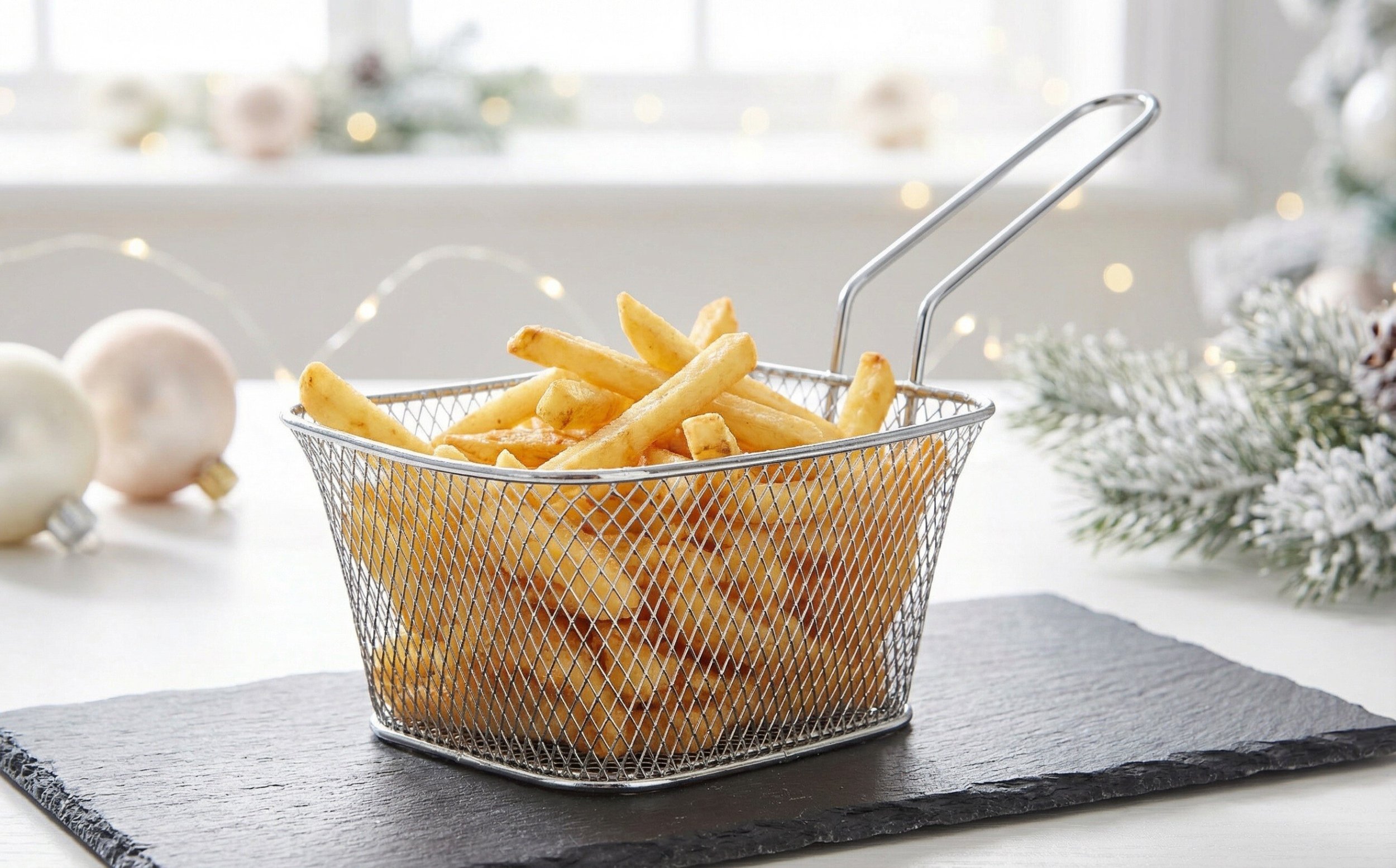 Koszyk do serwowania frytek srebrny duży MPLCo