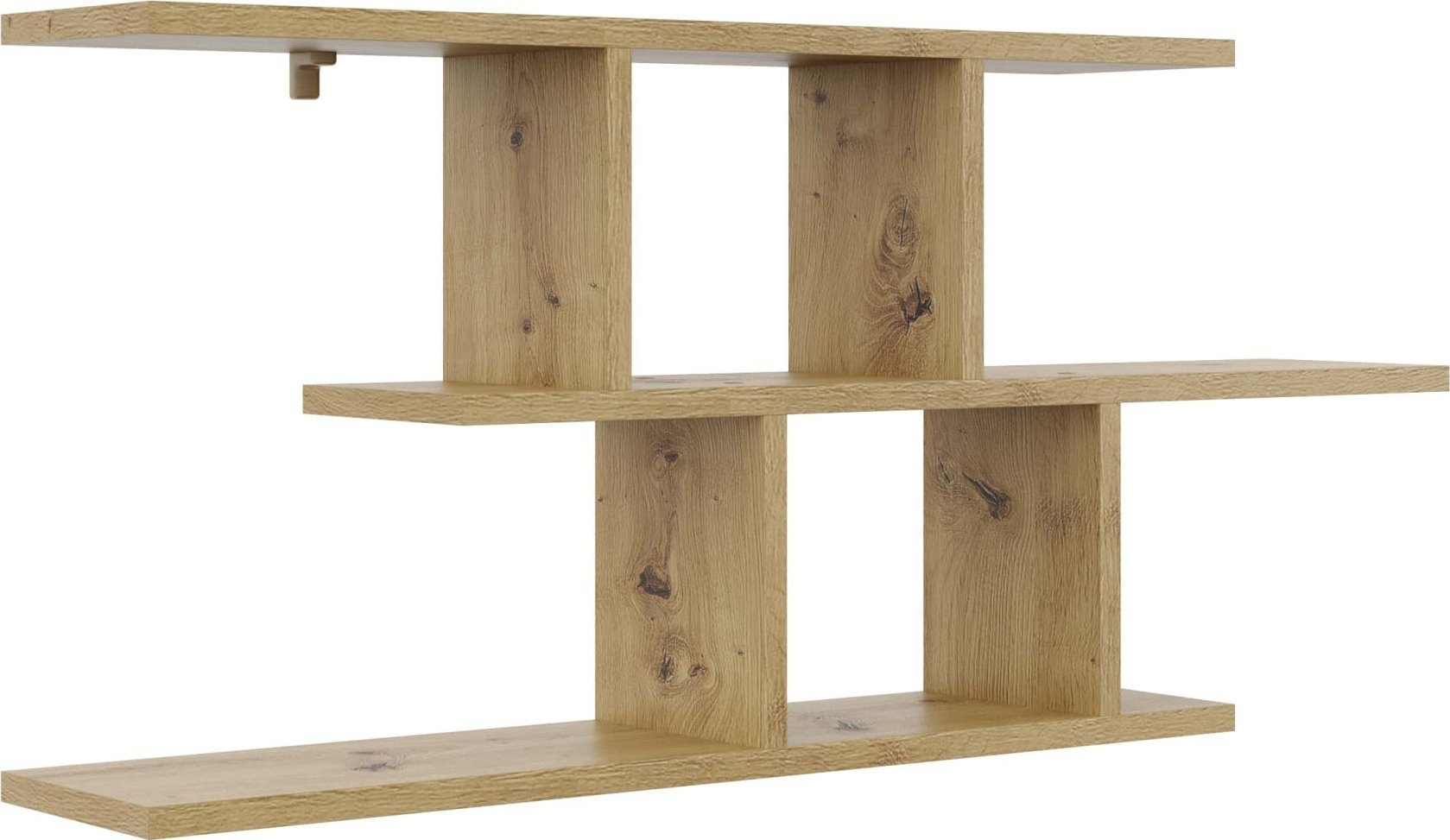 Tyletegotu Półka wisząca, asymetryczne przegrody, 100x18x45 cm, dąb artisan, mat