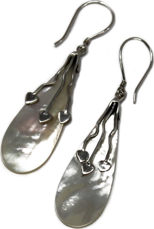 Lovrin Srebrne kolczyki z masą perłową - Trzy serca