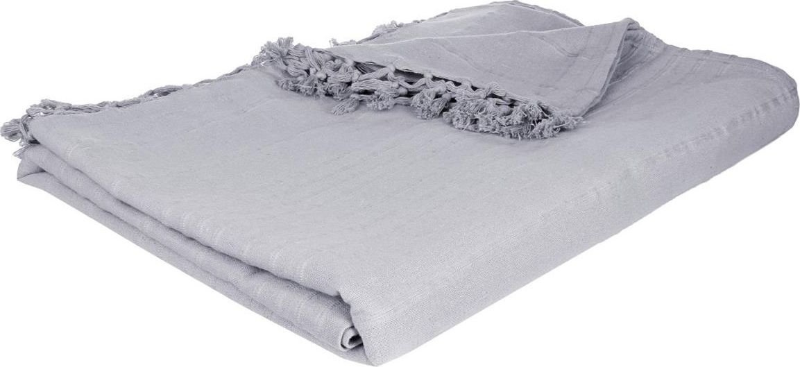 Atmosphera Narzuta na łóżko 230x250 frędzle szara