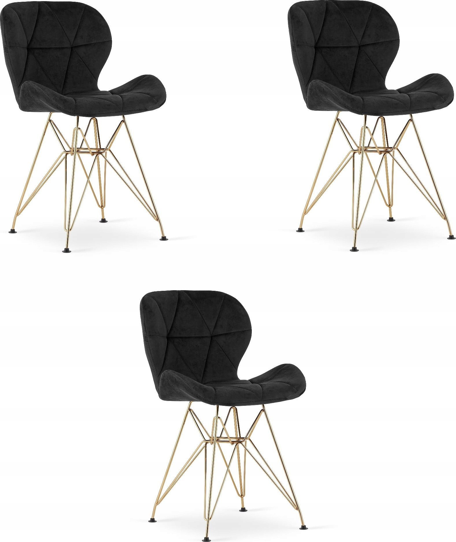 Leobert Krzesło NEST - aksamit czarny / nogi złote x 3