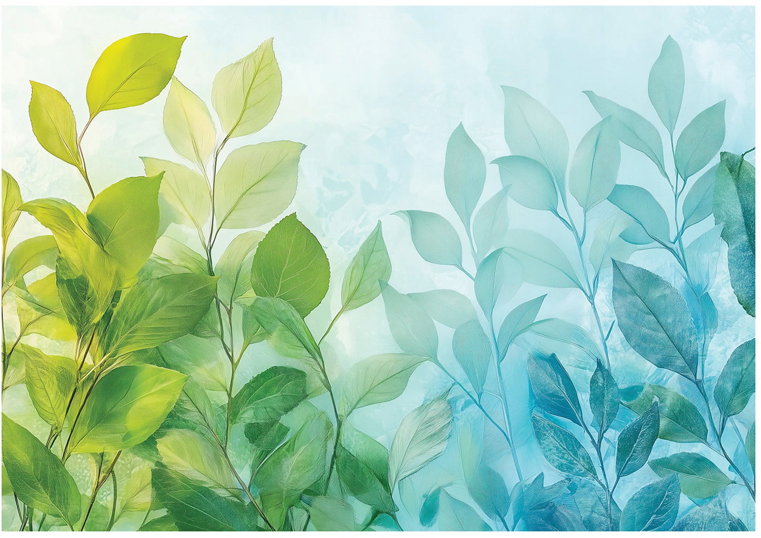 Fototapeta Liście Zieleń Niebieski Sypialnia Salon Tapeta Flizelina 250X175