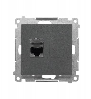 Kontakt-Simon Simon 55 Gniazdo komputerowe pojedyncze RJ45 kat. 6, ekranowane z osłoną przeciwkurzową (moduł) Grafitowy mat T61E.01/116
