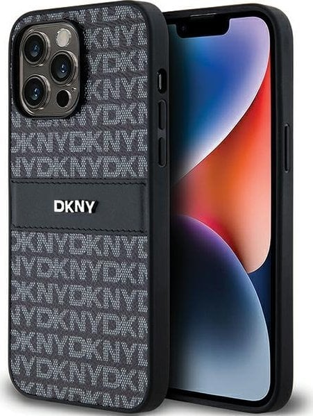 DKNY DKHCP14XPRTHSLK iPhone 14 Pro Max 6.7" czarny/black hardcase Leather Mono Stripe & Metal Logo