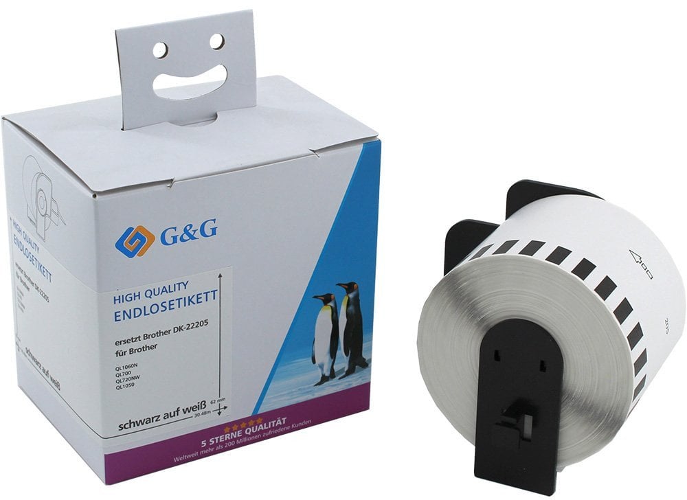 G&G Endlos-Et. 62mm x 30,48m sw- kompatybilny z Brother DK-22205