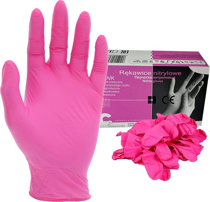 Consorte Rękawice Gumowe - L - Nitrylowe Diagnostyczne Różowe - 100 Sztuk Pudełko Consorte Pinky5L 5901832516996
